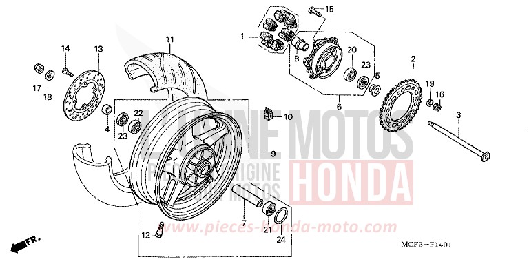 ROUE ARRIERE (VTR1000SP2/3/4/5/6) de VTR1000 SP-2 GRAPHITE BLACK (NHB01) 2006